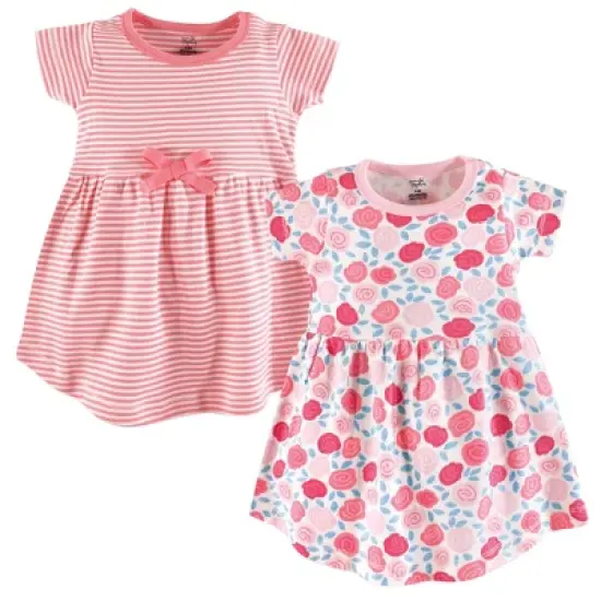 Touched by Nature Baby and Toddler Girl Organic Cotton Short-Sleeve Dresses 2pk, Rosebud image {1}