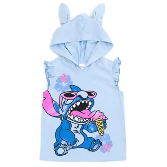 Disney Minnie Mouse Lilo & Stitch Girls French Terry Tank Top Shirt Dolphin and Active Shorts Little Kid to Big Kid image {2}
