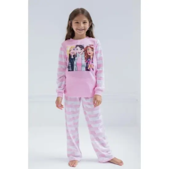 Barbie Girls Pajama Shirt Pants and Slippers 3 Piece Little Kid to Big Kid image {1}