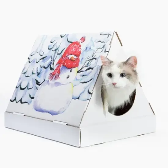 Christmas Snowman Cardboard Cat Scratcher House image {4}