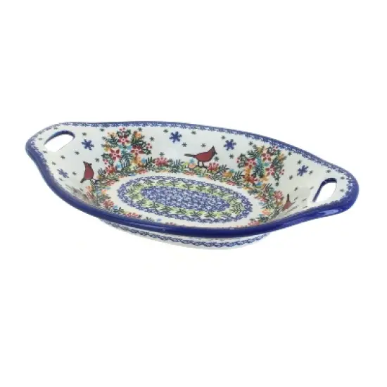 Blue Rose Polish Pottery 110 Vena Bread Tray with Handles image {14}