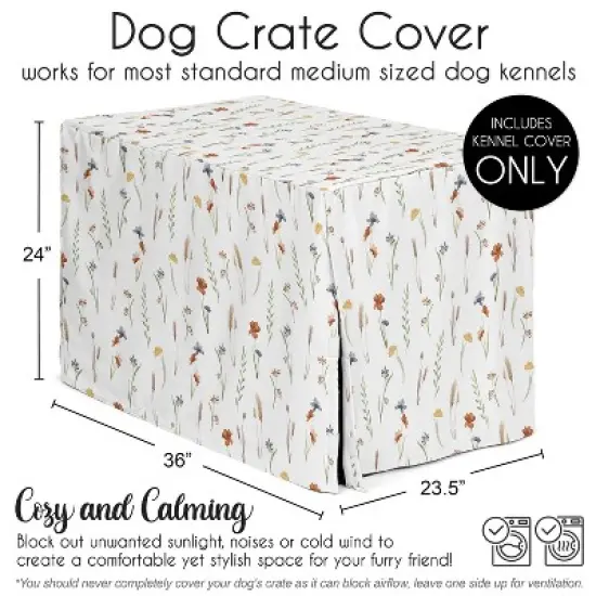 Sweet Jojo Designs Dog Crate Kennel Cover 36in. Watercolor Floral Garden Multicolor image {4}