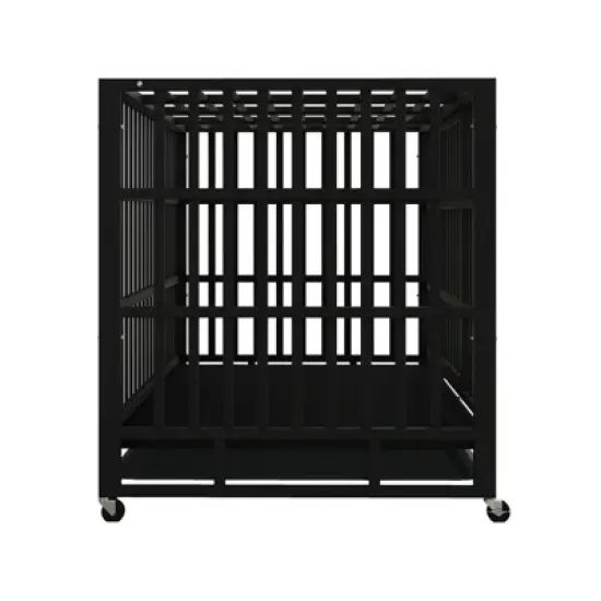 XBRIGH 48-Inch Blue\Orange\Green\Black Heavy Duty Dog Crate with Wheels, Sturdy Door Lock, Double Doors and Removable Tray Design image {3}