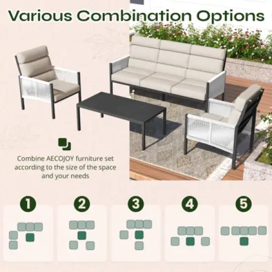 XINGHANZHENXUAN Blue 4-Piece Patio Dining Set, Rust-Resistant Outdoor Furniture with Comfortable Seating and Modern Design image {7}