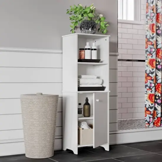 Linen Cabinet with Open Cubbies White - RiverRidge Home image {1}