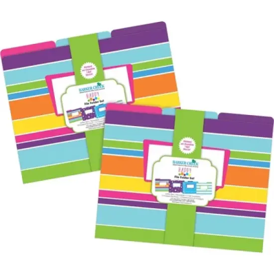 Barker Creek Happy 14pt Letter-Size File Folders Multi-Design Set 24 per Set: Top Tab, Non-Pronged, 50 Sheet Capacity image {2}