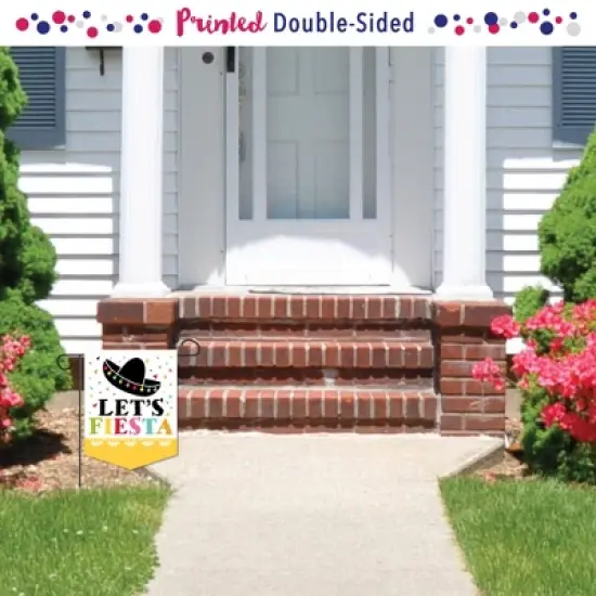 Big Dot of Happiness Let's Fiesta - Outdoor Home Decorations - Double-Sided Mexican Fiesta Garden Flag - 12 x 15.25 inches image {1}