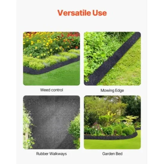 VEVOR Rubber Mulch for Landscaping, Recycled Rubber Mulch Mat 120 x 4.5 in,Permanent Rubber Pathway, Natural-Looking Black Mulch Garden Edging Border image {6}