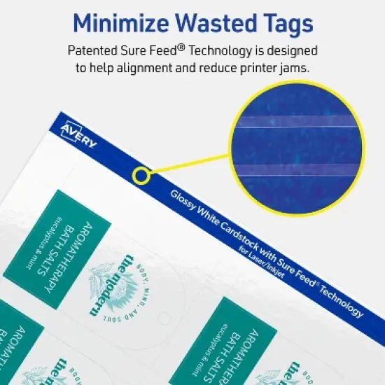 Avery Printable Arched Printable Tags, Sure Feed Technology, 2" x 3-1/2", Glossy White Cardstock, Print-to-The-Edge, Laser/Inkjet Printable, 80 Total image {6}