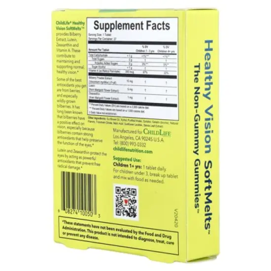 CHILDLIFE ESSENTIALS Healthy Vision SoftMelts - for Infants, Babies, Kids, Toddlers, Children, and Teenagers - Natural Berry Flavor - 27 Tablets image {2}