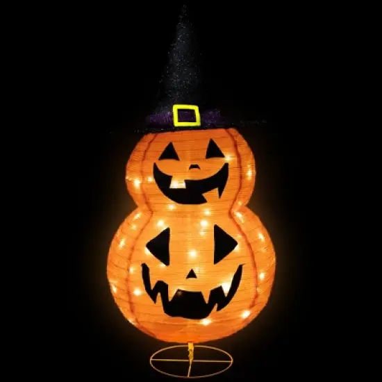 Northlight LED Lighted Jack-O-Lanterns in Witch's Hat Outdoor Halloween Decoration - 34" image {2}