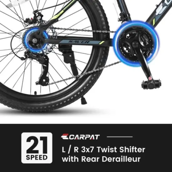 Aukfa 24-Inch  Mountain Bike for Boys & Girls, 21-Speed, Dual Disc Brakes, Front Suspension, Durable Steel Frame image {2}