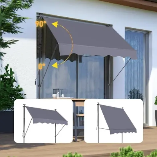 Sevobal Patio Umbrellas Manual Retractable Awning, Non-Screw Outdoor Sun Shade Cover With UV Protection For Backyard, Gray, 78"*47"*122" image {1}