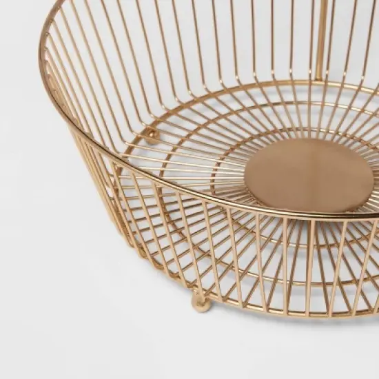 Delavan Collection Metal Wire Fruit Basket with Banana Hanger Gold - Threshold&trade;: Iron Round Fruit Bowl & Banana Stand image {2}