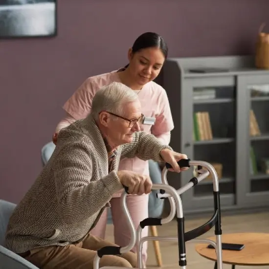 Flash Furniture Lightweight Adjustable Height Bi-Level Folding Walker w/ Dual Frame Types in Gry image {10}