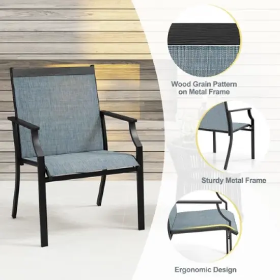 Tangkula Set of 4 Patio Dining Chairs Outdoor Armchairs w/ Sturdy Metal Frame image {6}