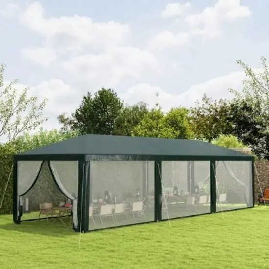 Resenkos Canopy, Outdoor Canopy Tent,10' x 28' Party Tent, Outdoor Wedding Canopy with Removable Sidewalls,Green image {2}