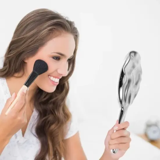 Unique Bargains Retro Ripple Style Round Cosmetic Mirror 1 Pc image {2}