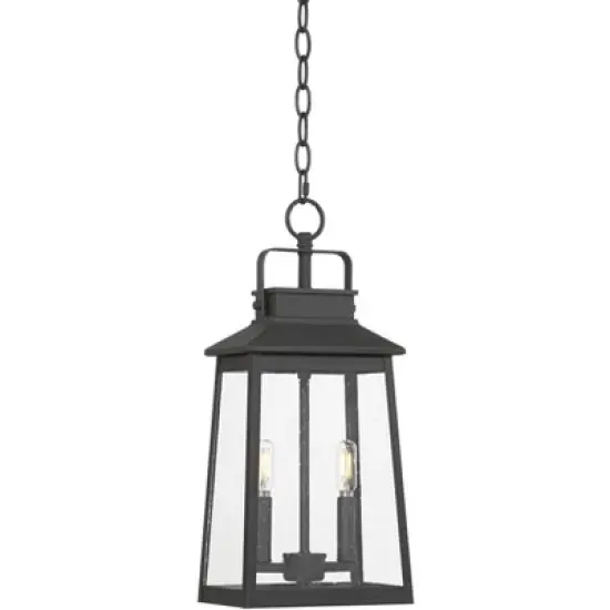 John Timberland Jubliee 19 1/4" High Modern Outdoor Pendant Light Fixture Ceiling Porch House Exterior 2-Light Hanging Black Metal Clear Glass Shade image {9}