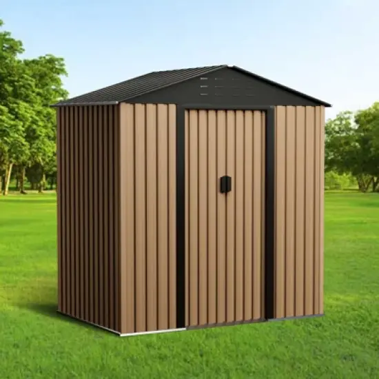 Metal Garden Shed ，Shed Outdoor Storage Shed with Sloping Roof and Vents, Slooping Roof Tool Shed for Backyard, Patio, Garden Yard，6 X 4 FT image {3}