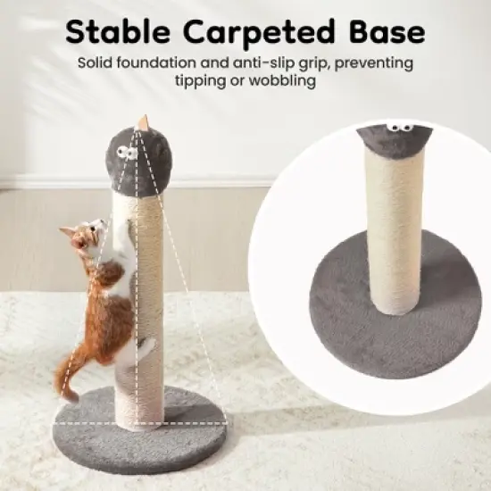 Heynemo 20" Cat Scratching Post, Sisal Cat Scratcher with Interactive Hanging Toy, Monster Scratch Pole for Indoor Cats, Cute Cat Scratch Post image {4}