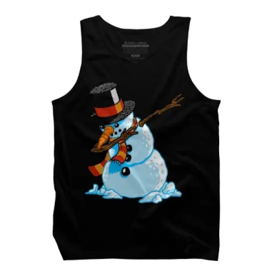 Men's Design By Humans Dabbing Snowman Shirt Christmas Gift Dab Santa Claus T-Shirt By vomaria Tank Top image {4}