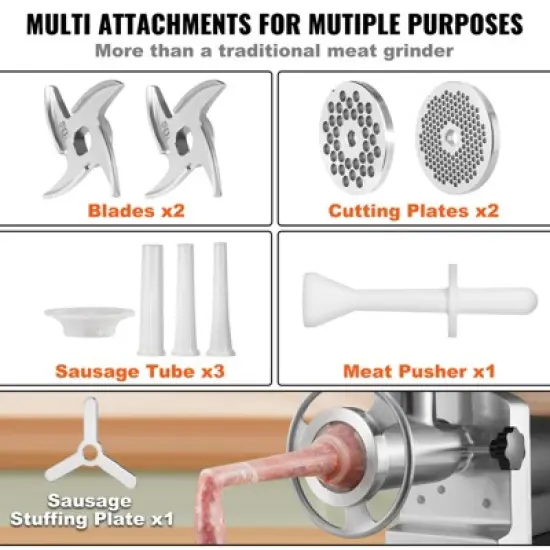 VEVOR Electric Meat Grinder, 992 Lb/H Capacity, 1100W (4600W MAX) Industrial Meat Mincer with 2 Blade, 3 Grinding Plates, Black image {5}