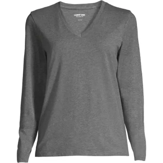 Lands' End Women's Tall Relaxed Supima Cotton Long Sleeve V-Neck T-Shirt image {3}
