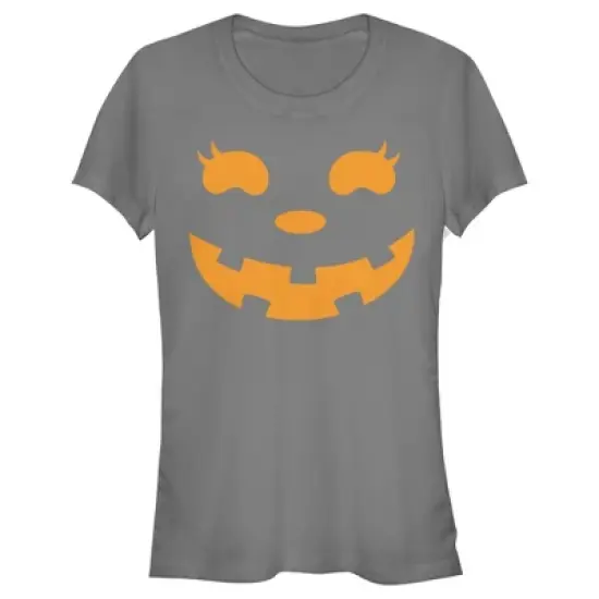 Junior's CHIN UP Halloween Jack o' Lantern Face T-Shirt image {4}