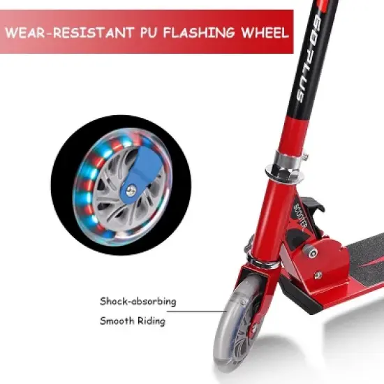 Costway Folding Aluminum 2 Wheel Kids Kick Scooter Adjustable Height LED Light Up image {5}