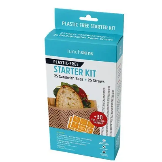 Lunchskins Sandwich Bag and Straw Combo Starter Kit - 5.4oz/25ct image {5}