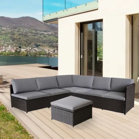 Northlight 4-Piece Savannah Resin Wicker Outdoor Patio Modular Sectional Set with Cushions image {3}