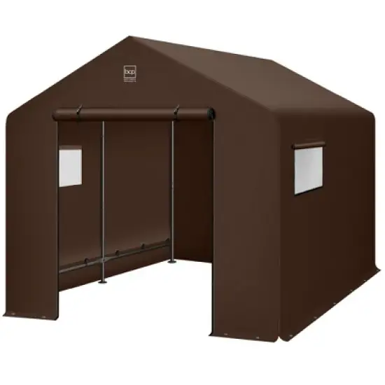 Best Choice Products 10x8ft Outdoor Fabric Storage Shed, Steel Frame, Dual Zipper Doors, Window image {9}