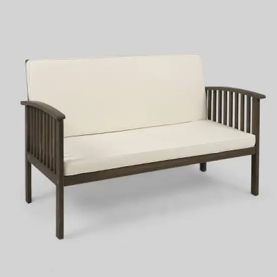 Carolina 4pc Acacia Wood Chat Set - Gray - Christopher Knight Home: Outdoor Seating with Cushions & Coffee Table image {2}