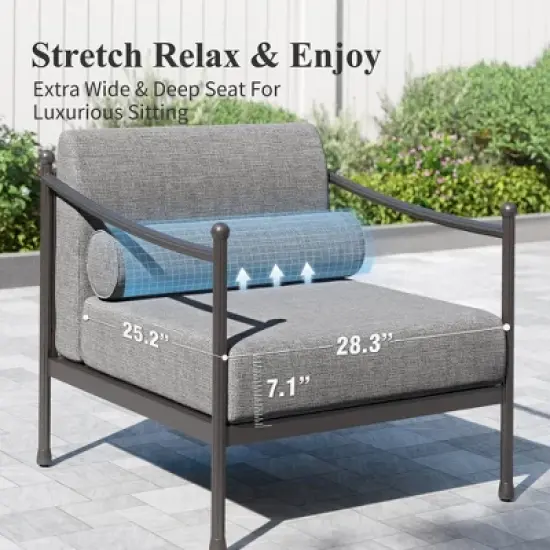 Captiva Designs Outdoor Patio Oversized Premium Conversation Sofa Set with Extra Thick Cushion and Coffee Table image {3}