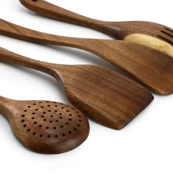 MegaChef 6 Piece Acacia Wood Kitchen Utensil Set in Dark Brown image {4}