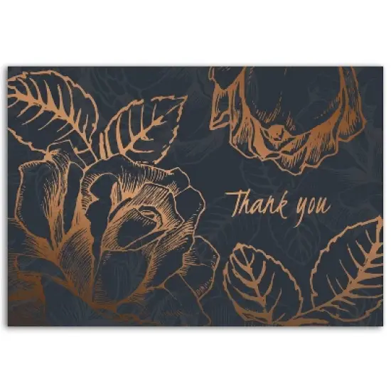 50ct Black Copper Flower Thank Card Pack image {1}