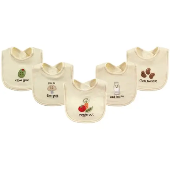 Touched by Nature Baby Organic Cotton Bibs 5pk, Veggies, One Size image {1}