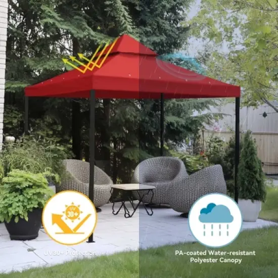 Yescom 8x8Ft 2-Tier Gazebo Top Replacement UV30+ for 2 Tier Outdoor Patio Canopy Cover Party Backyard Garden Red image {5}