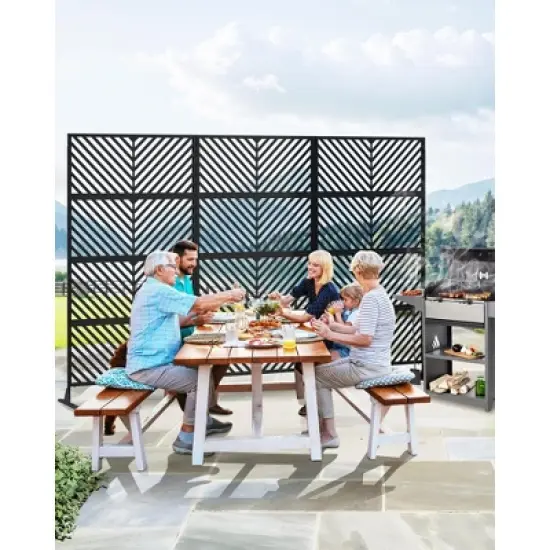 GustoWave Freestanding Metal Privacy Screen for Outdoor Patio - Heavy-Duty Rust-Resistant Decorative Fence Panel | Patio Privacy Screen image {3}