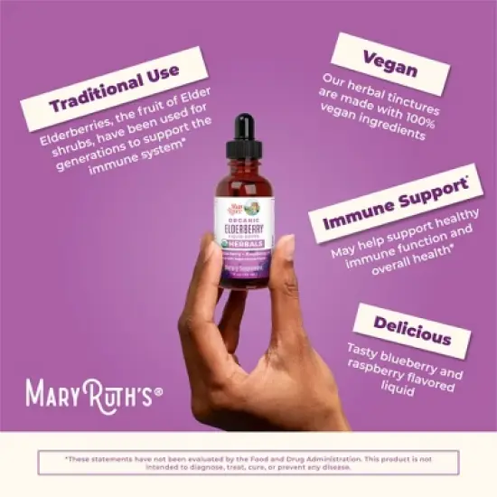 MaryRuth's Elderberry Drops, Blueberry Raspberry, Org, 1 oz image {8}