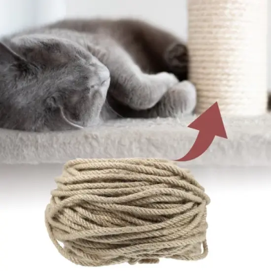 Unique Bargains Cat Natural Sisal Rope for Scratching Post Tree Replacement 164ft Yellow 1 Pc image {1}