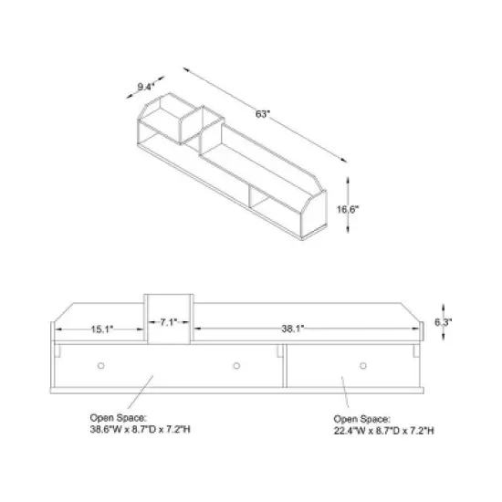 63" Quelda Wall Mounted TV Console - miBasics image {5}