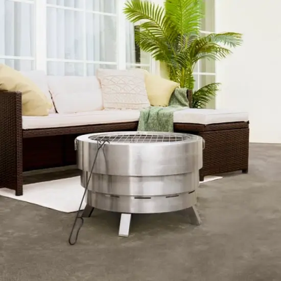 Teamson Home Felix Stainless Steel Collapsible Wood-Burning Fire Pit image {2}