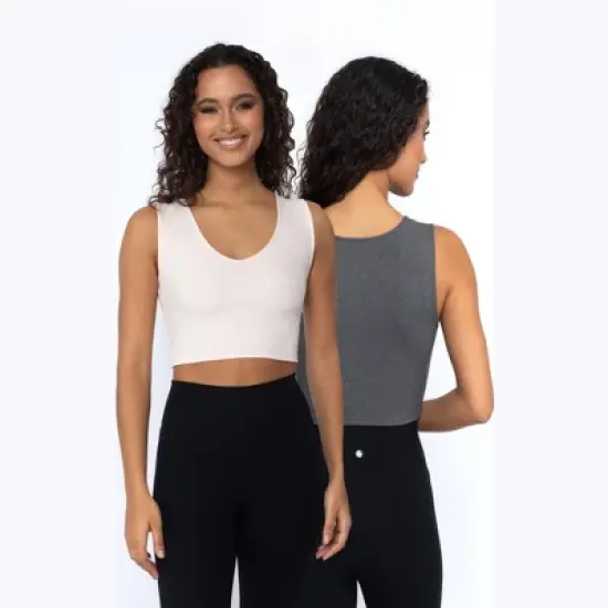 Yogalicious 2 Pack Lola Pure Cloud Basic Fitted V-Neck Muscle Cropped Tank Top image {5}