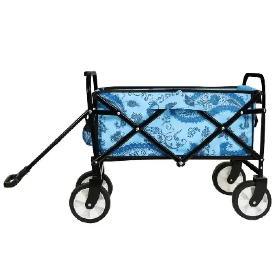 Minimeetall Colorful Collapsible Foldable Wagon Cart with strapping system, Beach Wagonflower blue light image {5}