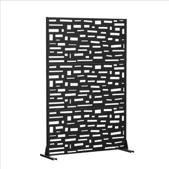 PexFix 72 in. H x 47 in. W Outdoor Metal Privacy Screen Garden Fence Bricks Pattern Wall Applique in Black image {2}