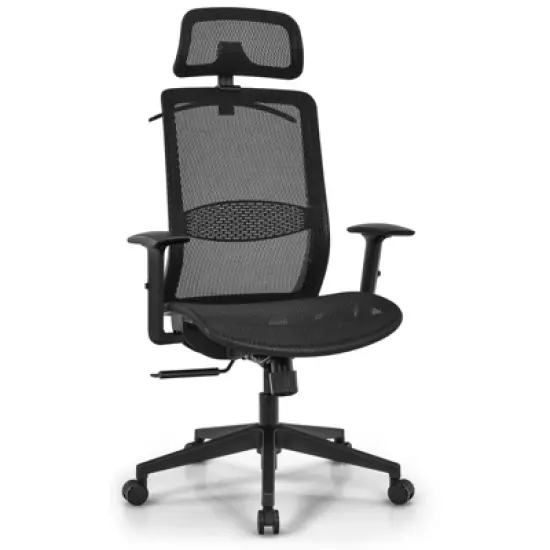 Tangkula High Back Mesh Office Chair Ergonomic Executive Chair Swivel Computer Task Chair w/ Headrest Black/ Gray image {9}