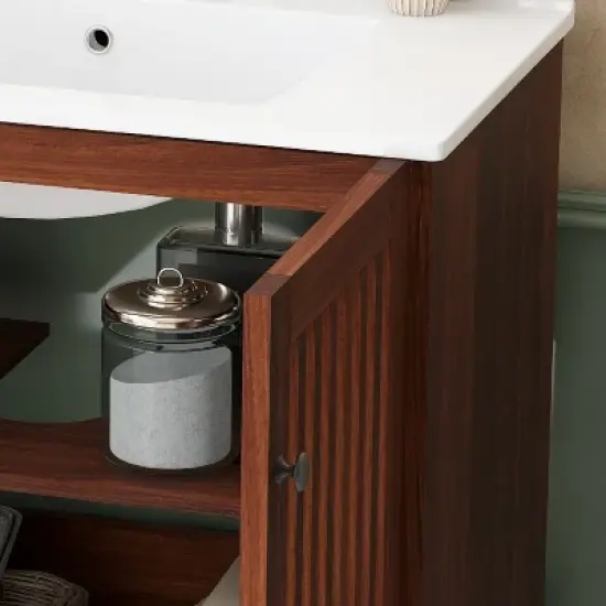 30" Vintage Bathroom Vanity with Ceramic Sink image {6}