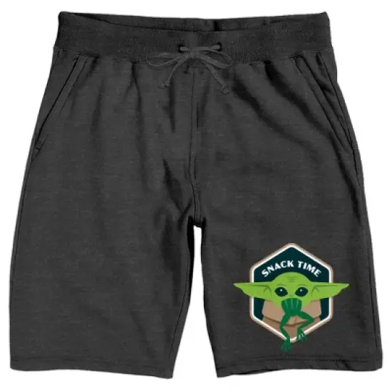 Grey Mens Star Wars Baby Yoda Snack Time Sleep Pajama Shorts image {2}